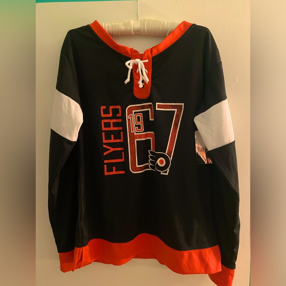 NHL Philadelphia Flyers Black Orange White Lace-Up Jersey